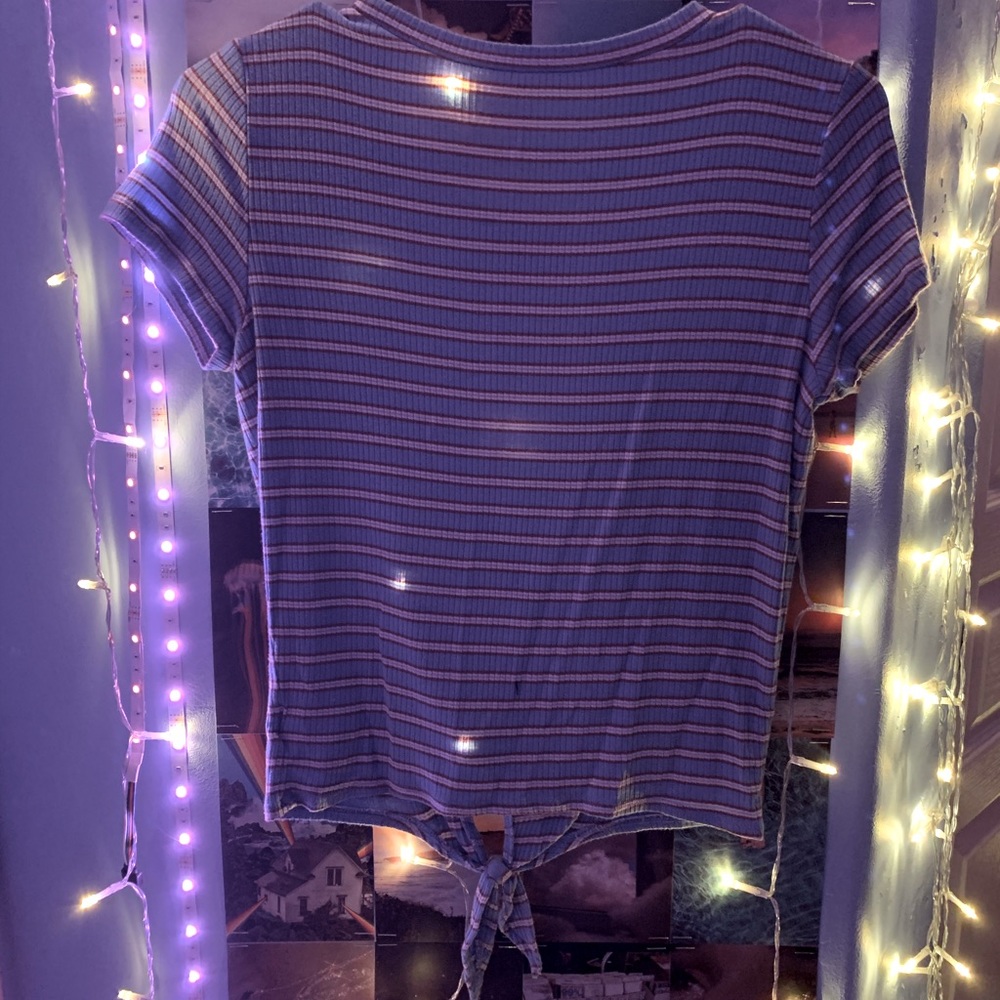 Blue American Eagle Stripped T-Shirt